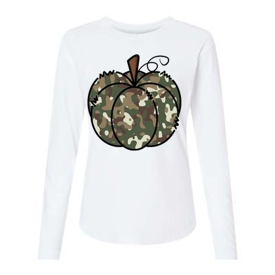 Camouflage Pumpkin Holiday Womens Cotton Relaxed Long Sleeve T-Shirt