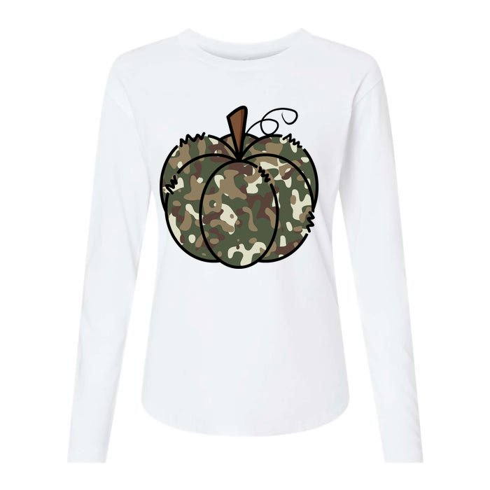 Camouflage Pumpkin Holiday Womens Cotton Relaxed Long Sleeve T-Shirt