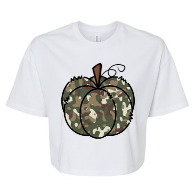 Camouflage Pumpkin Holiday Bella+Canvas Jersey Crop Tee