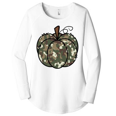 Camouflage Pumpkin Holiday Women's Perfect Tri Tunic Long Sleeve Shirt