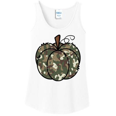 Camouflage Pumpkin Holiday Ladies Essential Tank