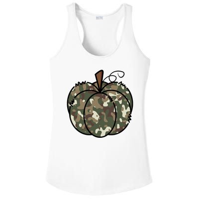 Camouflage Pumpkin Holiday Ladies PosiCharge Competitor Racerback Tank