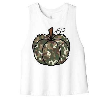 Camouflage Pumpkin Holiday Women's Racerback Cropped Tank