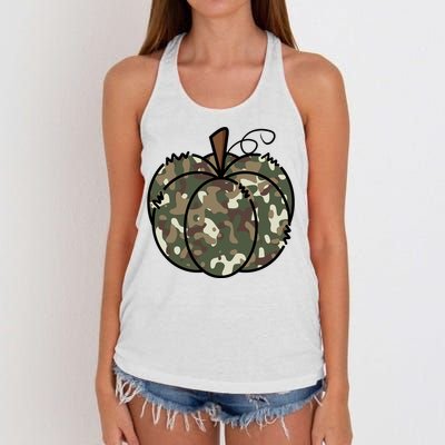 Camouflage Pumpkin Holiday Women's Knotted Racerback Tank