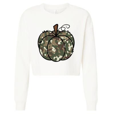 Camouflage Pumpkin Holiday Cropped Pullover Crew