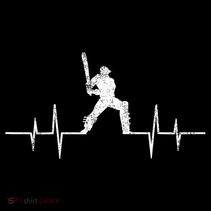 Cricket Player Heartbeat Gift EKG Cricket Fans Lover Funny Tall T-Shirt