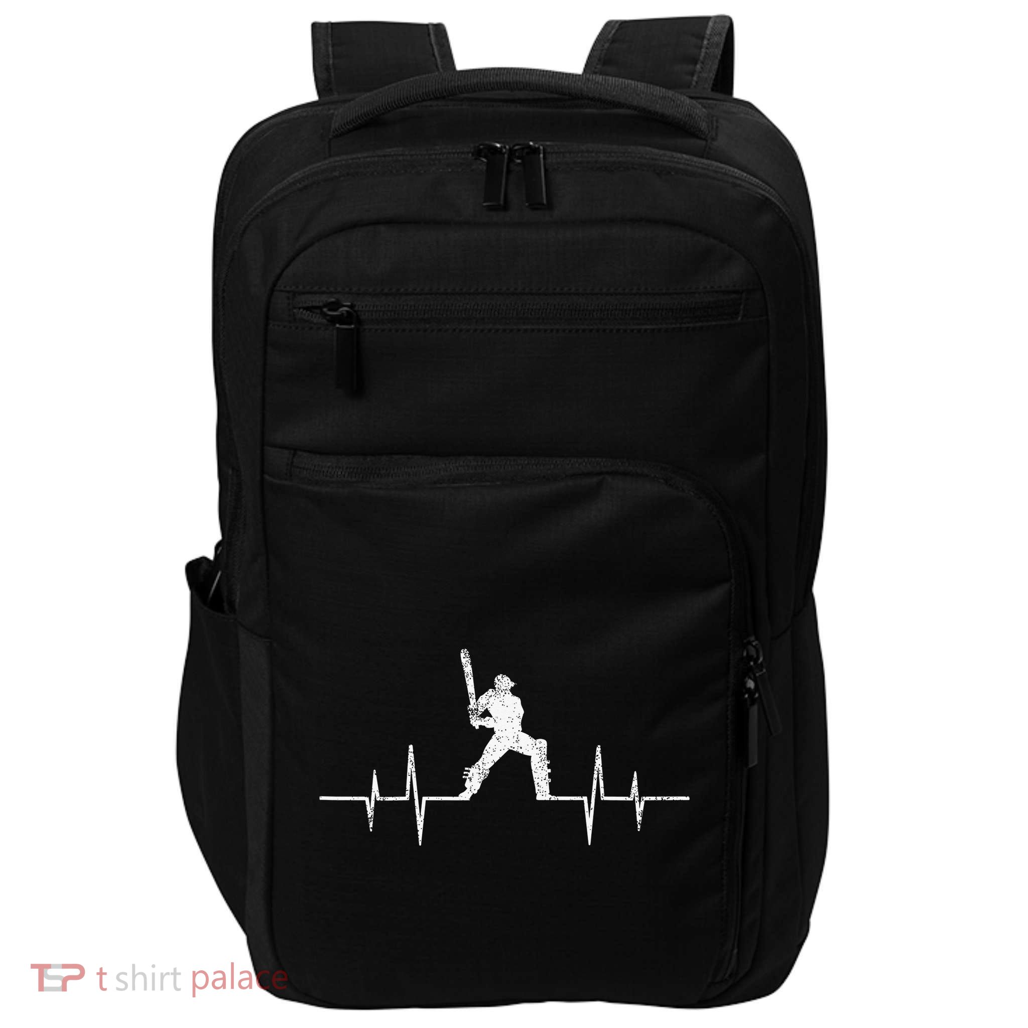 Cricket Player Heartbeat Gift EKG Cricket Fans Lover Funny Impact Tech Backpack