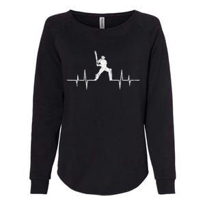 Cricket Player Heartbeat Gift EKG Cricket Fans Lover Funny Womens California Wash Sweatshirt