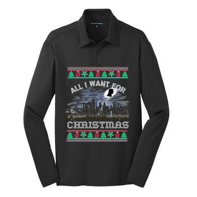 Christmas Political Humor Xmas Saying Pro Trump Anti Biden Cute Gift Silk Touch Performance Long Sleeve Polo