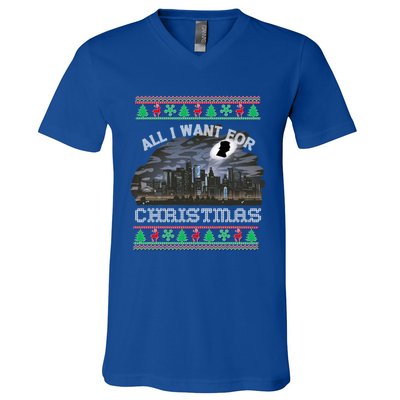 Christmas Political Humor Xmas Saying Pro Trump Anti Biden Cute Gift V-Neck T-Shirt