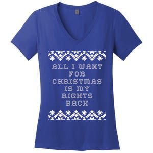 Christmas Political Humor Xmas Saying Pro Trump Anti Biden Gift Women's V-Neck T-Shirt