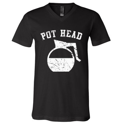 Coffee Pot Head V-Neck T-Shirt