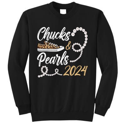 Chucks & Pearls Harris 2024 Leopard Shoes Kamala Harris Sweatshirt