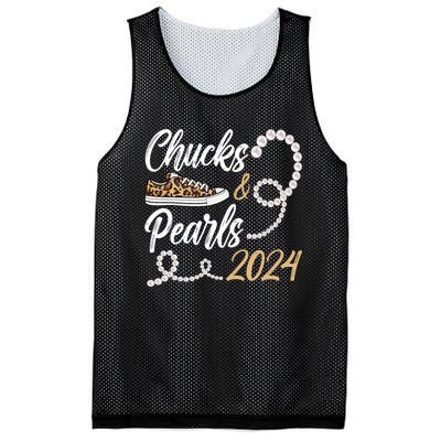 Chucks & Pearls Harris 2024 Leopard Shoes Kamala Harris Mesh Reversible Basketball Jersey Tank