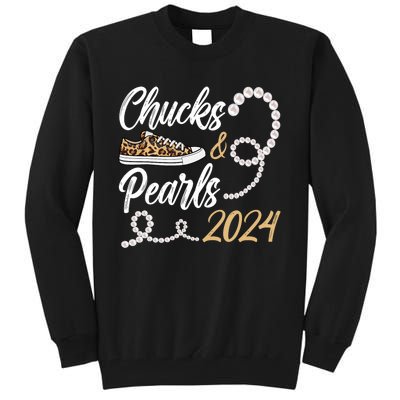 Chucks & Pearls Harris 2024 Leopard Shoes Kamala Harris Tall Sweatshirt