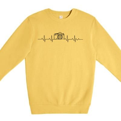 Camera Photography Heartbeat For Photographers Premium Crewneck Sweatshirt