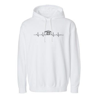 Camera Photography Heartbeat For Photographers Garment-Dyed Fleece Hoodie