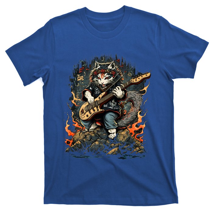 Cat Playing Heavy Guitar Musician Cat Lover T-Shirt