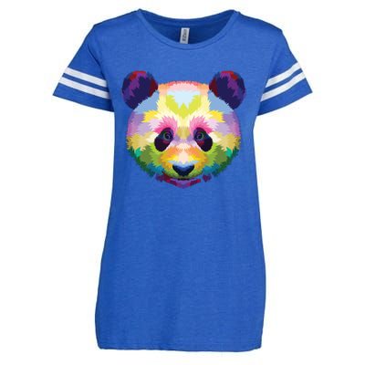 Cute Panda's Head Colorful Artistic Geometric Panda Lover Enza Ladies Jersey Football T-Shirt