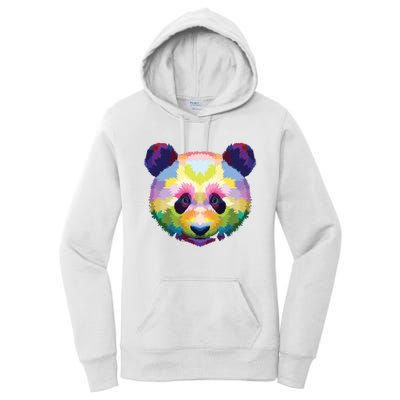 Cute Panda's Head Colorful Artistic Geometric Panda Lover Women's Pullover Hoodie