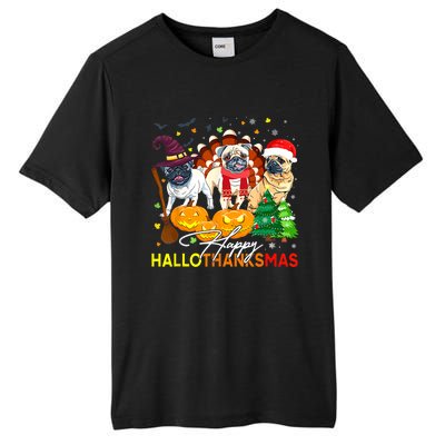 Cute Pug Happy Hallothanksmas Halloween Thanksgiving Xmas Tall Fusion ChromaSoft Performance T-Shirt