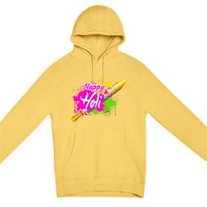 Colorful Pichkari Happy Holi Gift Premium Pullover Hoodie