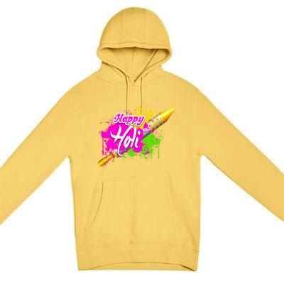 Colorful Pichkari Happy Holi Gift Premium Pullover Hoodie