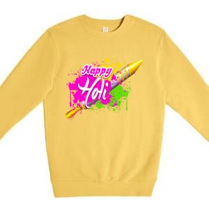 Colorful Pichkari Happy Holi Gift Premium Crewneck Sweatshirt