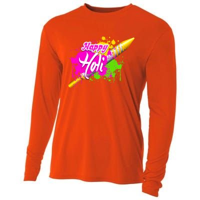 Colorful Pichkari Happy Holi Gift Cooling Performance Long Sleeve Crew