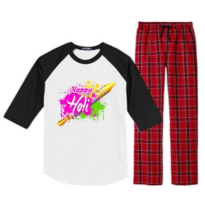 Colorful Pichkari Happy Holi Gift Raglan Sleeve Pajama Set