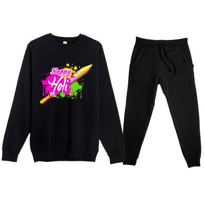 Colorful Pichkari Happy Holi Gift Premium Crewneck Sweatsuit Set