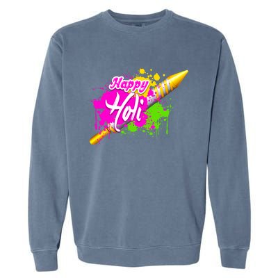 Colorful Pichkari Happy Holi Gift Garment-Dyed Sweatshirt