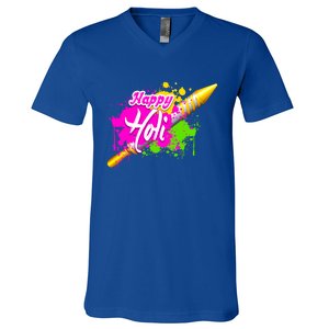 Colorful Pichkari Happy Holi Gift V-Neck T-Shirt