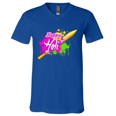 Colorful Pichkari Happy Holi Gift V-Neck T-Shirt