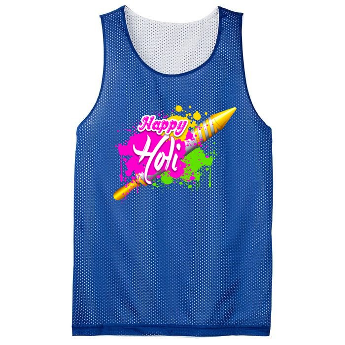 Colorful Pichkari Happy Holi Gift Mesh Reversible Basketball Jersey Tank