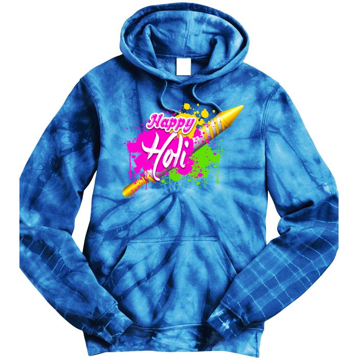 Colorful Pichkari Happy Holi Gift Tie Dye Hoodie