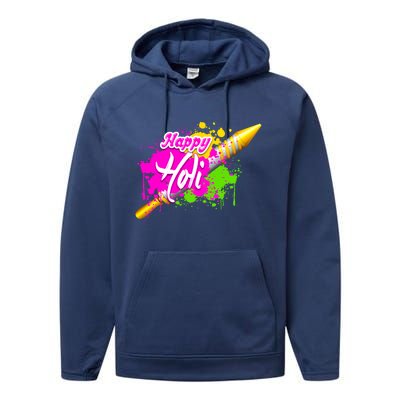 Colorful Pichkari Happy Holi Gift Performance Fleece Hoodie