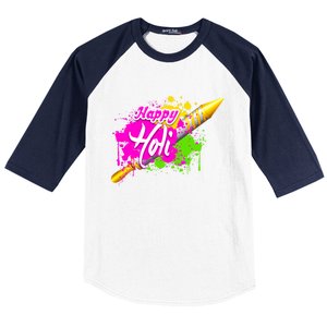 Colorful Pichkari Happy Holi Gift Baseball Sleeve Shirt