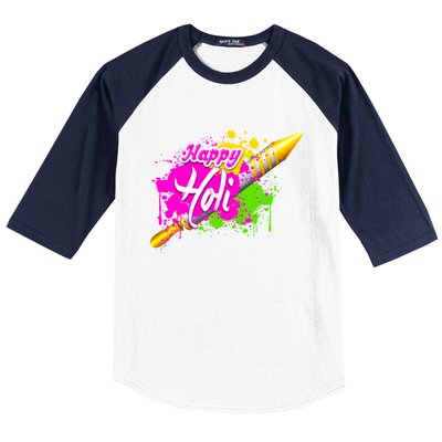 Colorful Pichkari Happy Holi Gift Baseball Sleeve Shirt