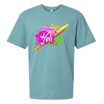 Colorful Pichkari Happy Holi Gift Sueded Cloud Jersey T-Shirt