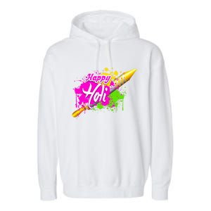 Colorful Pichkari Happy Holi Gift Garment-Dyed Fleece Hoodie