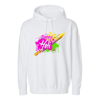 Colorful Pichkari Happy Holi Gift Garment-Dyed Fleece Hoodie