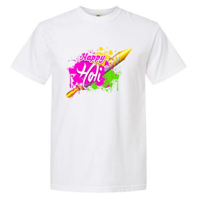 Colorful Pichkari Happy Holi Gift Garment-Dyed Heavyweight T-Shirt