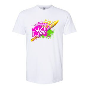 Colorful Pichkari Happy Holi Gift Softstyle CVC T-Shirt