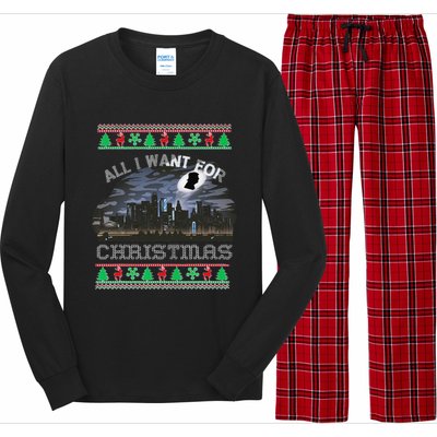 Christmas Political Humor Xmas Saying Pro Trump Anti Biden Long Sleeve Pajama Set