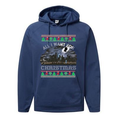 Christmas Political Humor Xmas Saying Pro Trump Anti Biden Performance Fleece Hoodie