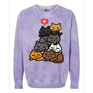 Cat Pile Heart Kawaii Kitten Anime Colorblast Crewneck Sweatshirt