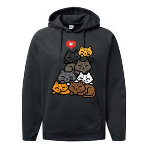 Cat Pile Heart Kawaii Kitten Anime Performance Fleece Hoodie