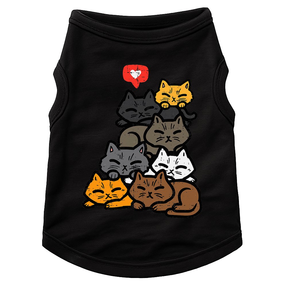 Cat Pile Heart Kawaii Kitten Anime Doggie Tank
