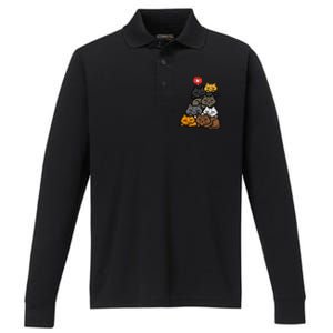 Cat Pile Heart Kawaii Kitten Anime Performance Long Sleeve Polo